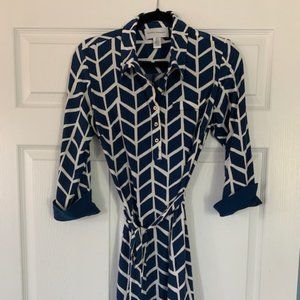 Navy and cream dress- size 10